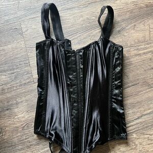 Victoria’s Secret Renaissance Elegant Black Satin Corset Small 32 New